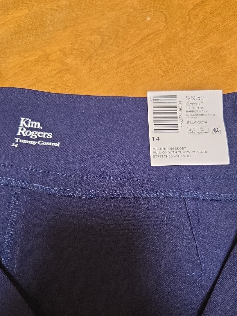 Kim Rogers Navy Pull-On Tummy Control Skort